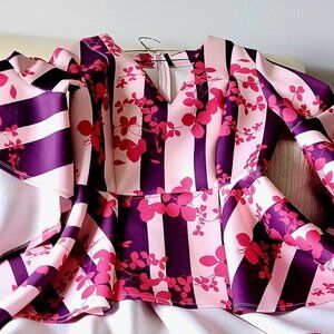Pink floral blouse with tail